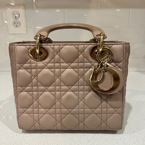Christian Dior Small Lady Dior My ABCDior Bag Cannage Lambskin in Warm Taupe